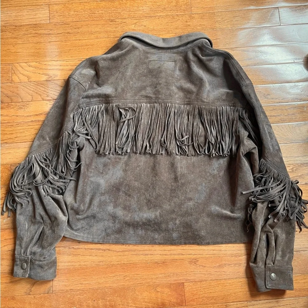 Free People Fringe Suede Cropped Jacket - Brown - Picture 3 of 3